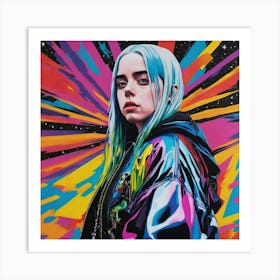 Billie Elish colourful portrait Art Print