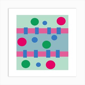 Green and Pink Geometric Art Print