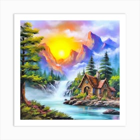 Multicolored landscape. 5 Art Print