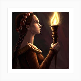 Young Lady Holding A Torch Art Print