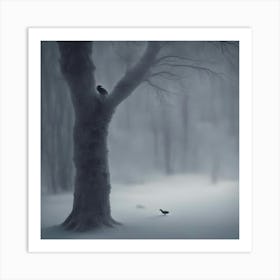 Crow In The Snow Art Print