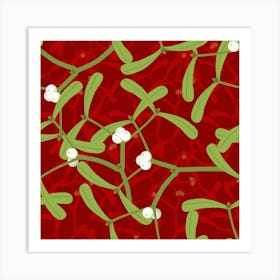 Mistletoe Christmas Texture Advent Art Print