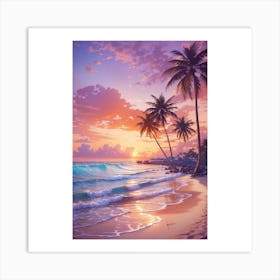 Sunset At The Beach Art Print