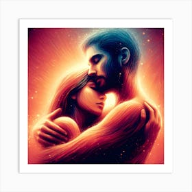 Man And Woman Hugging Art Print