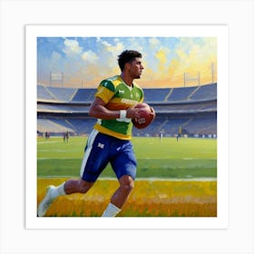 The Ultimate Playmaker Football Star Mid-Game Art Print