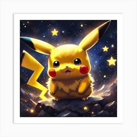 Pokemon Pikachu, night time Art Print