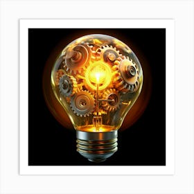 Lightbulb With Gears Inside Idea Concept Art Print