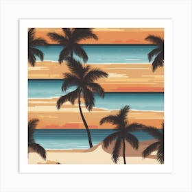 Palm Trees At Sunset Art Print