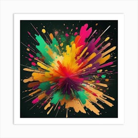 An Abstract Color Explosion 1, that bursts with vibrant hues and creates an uplifting atmosphere. Generated with AI,Art style_Vibrant Viking,CFG Scale_7.5,Step Scale_50. Art Print