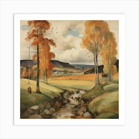 Autumn Landscape 1915 By Magnus Enckell Cartoon Art Print 0 Art Print