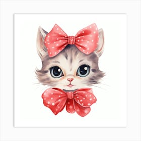 Cute Kitten With Pink Bow 6 Art Print