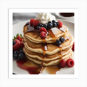 Pancakes With Berries And Syrup Art Print