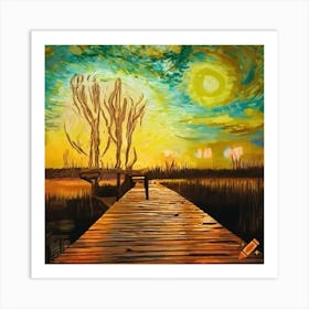 Serene Sunset Over A Marshland Art Print