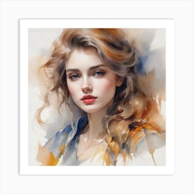 Watercolor Of A Girl  Art Print