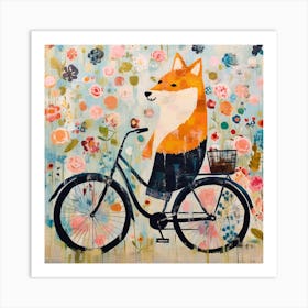 Fox On A Bike Art Print