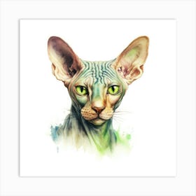 Don Sphynx Green Eyed Cat Portrait Art Print