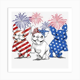 Hot Trend French Bulldog 4th Of July Firework American Art Print