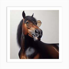 Horse With Glasses 3 Art Print