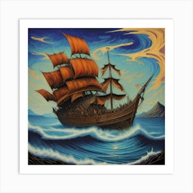 Ship In The Sea Art Print