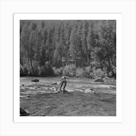 Custer County, Idaho, Fishing In The Salmon River By Russell Lee Art Print