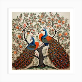 Peacocks In A Tree Art Print