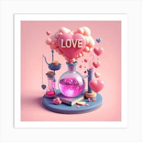 Love Chemistry 3d Illustration Art Print