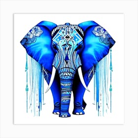 Blue Elephant 1 Art Print