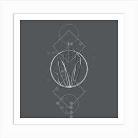 Vintage Wild Asparagus Botanical with Line Motif and Dot Pattern in Ghost Gray n.0023 Art Print