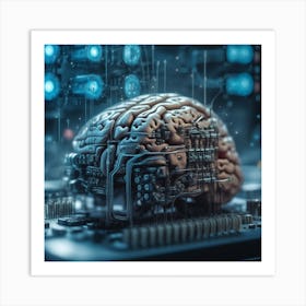 Brain On A Computer 5 Art Print