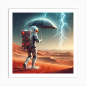 Lightning In The Desert - Astronaut In Space Art Print