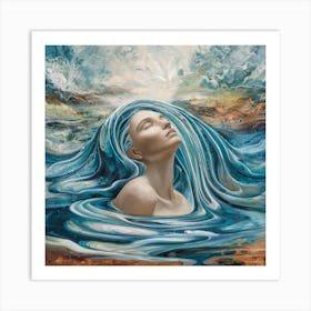 Serenity Submerged A Minimalist Oil Painting Of Enchantment And Tranquility (4) Art Print