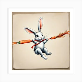 Rabbit Holding Carrots 7 Art Print