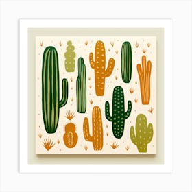 Rizwanakhan Simple Abstract Cactus Non Uniform Shapes Petrol 76 Art Print