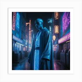 Neon Lights And A Man Art Print