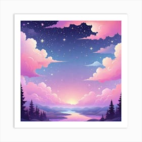 Sky With Twinkling Stars In Pastel Colors Square Composition 229 Art Print
