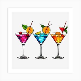 Cocktail Glasses Art Print