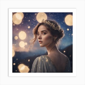 Fairytale Girl With Lights Art Print