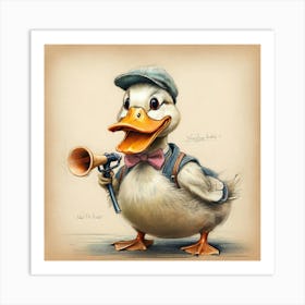 Duck With A Megaphone Art Print