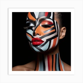 Beautiful Woman With Colorful Face Paint 1 Art Print