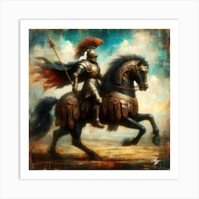 Black Knight On A Black Steed Copy Art Print