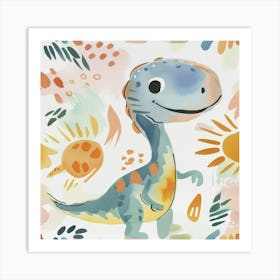 Cute Dinosaur Muted Pastels Art Print