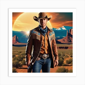 Cowboy In The Desert 4 Art Print