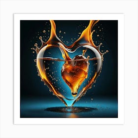 Iced Heart Aflame : Heart On Fire Art Print