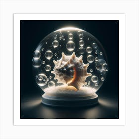 Sea Shell In A Snow Globe Art Print