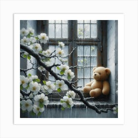 Teddy Bear In The Window 1 Art Print