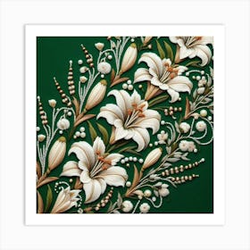 Green and white Art Print