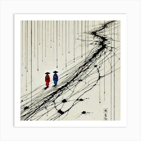 Two People Walking In The Rain 1 Art Print