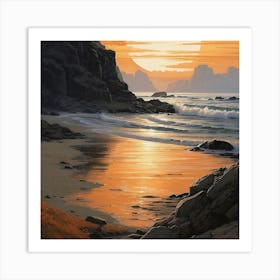 Sunset On The Beach Art Print