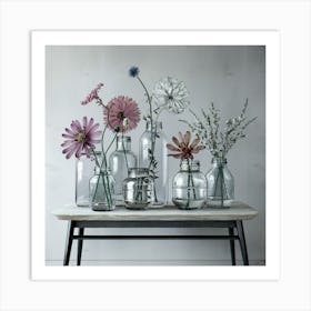 Glass Vases With Flowers Art Print