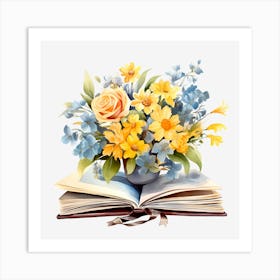 Book With Flowers Art Print